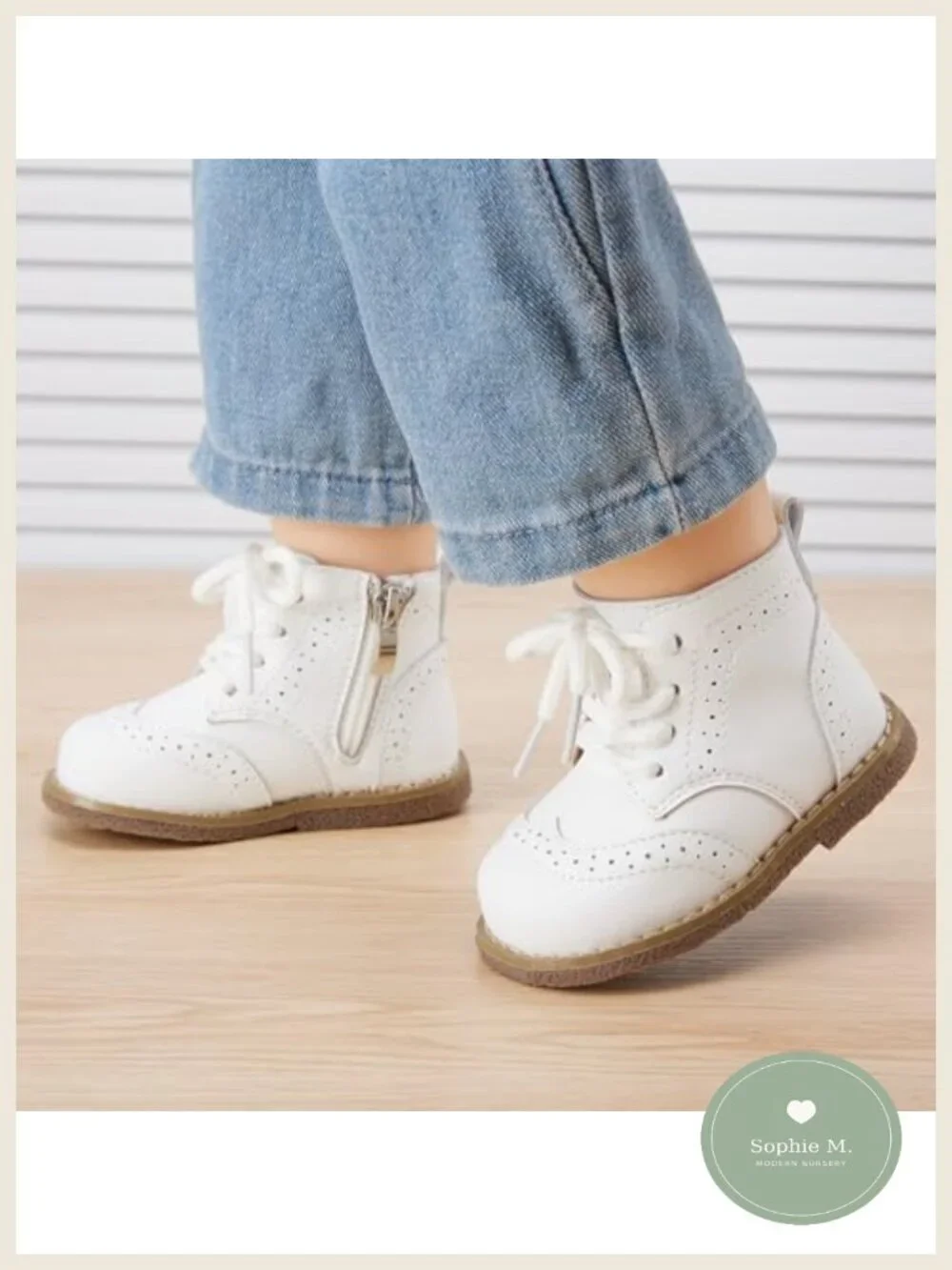 Faux Leather Baby Boots Non-Slip First Walker Zip Closure